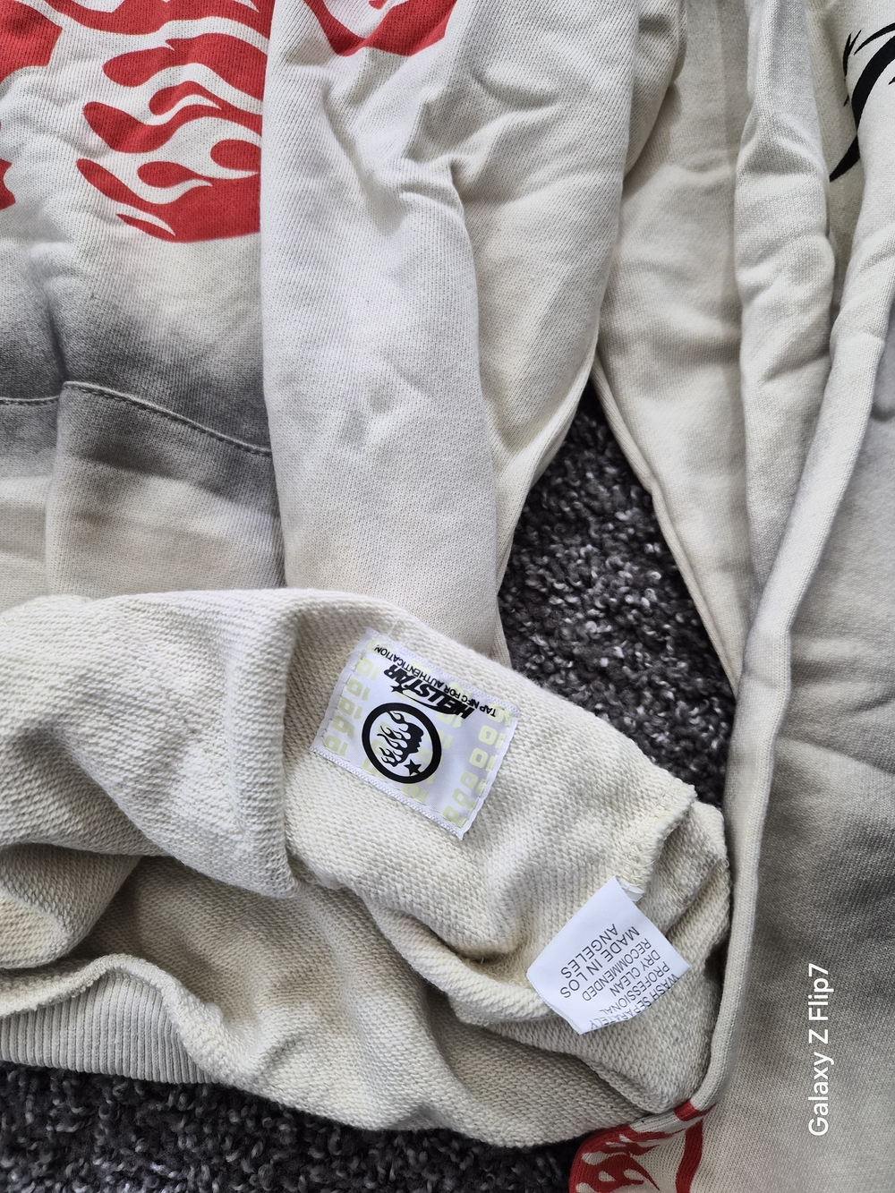 Vintage Flame Print White Bomber Jacket by Mishka